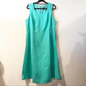 Jessica London Linen Green Fit and Flare Dress